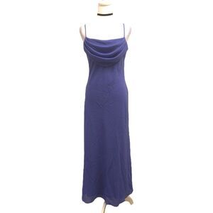 VTG Jump Apparel Purple Glitter Maxi Strappy Tank Dress 90s Y2K Formal Glam Hoco